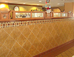 Wood divider with etched glass